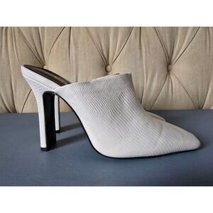 ZARA White Textured Mule Heels Size EU 38 / US 7.5–8 Pointed Toe High Heel